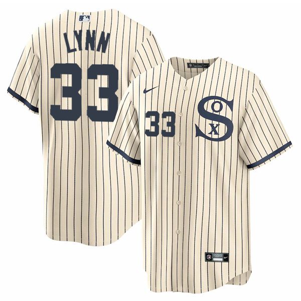 Men Chicago White Sox #33 Lynn Cream stripe Dream version Game Nike 2021 MLB Jersey